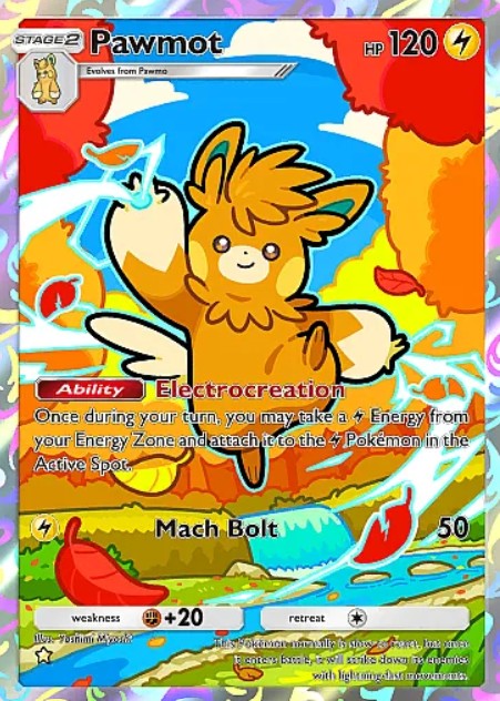 pawmot illustration rare from pokemon tcg pocket dual fusion set