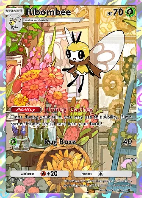 ribombee illustration rare from pokemon tcg pocket dual fusion set