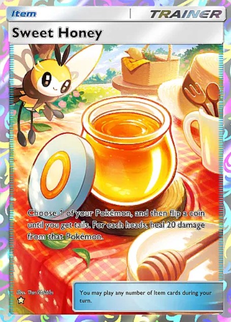 sweet honey item illustration rare from pokemon tcg pocket dual fusion set